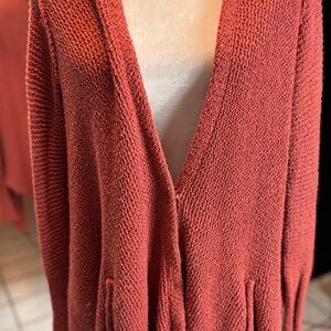 Free People Orange Cardigan Sweater with Open Front